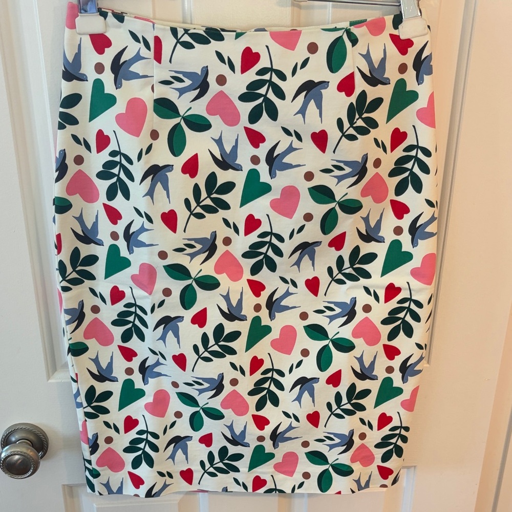 Boden Multicolor Heart and Leaf Pencil Skirt